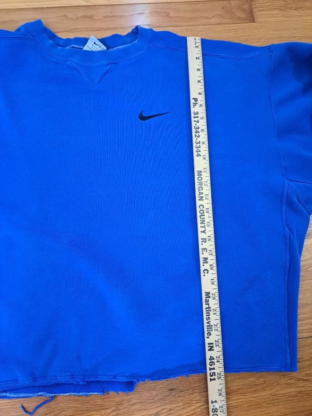 Vintage 1990's Nike Mens Blue Crewneck Sweatshirt 3XL Black Swoosh Logo - Picture 10 of 12